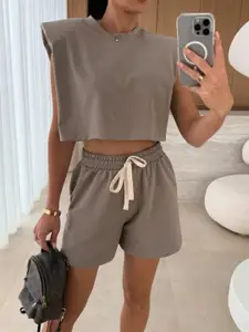 MIAKEE Round Neck Top With Shorts Co-Ords