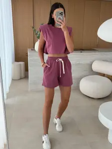 MIAKEE Round Neck Sleeveless Top With Short Co-Ords