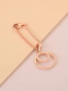 TOUCH925 Rose-Gold Plated Radiant Circle Cubic Zirconia-Studded Necklace Charms