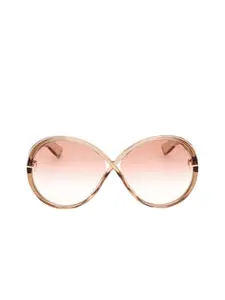 Tom Ford Women Red Lens & Brown Oval Sunglasses with