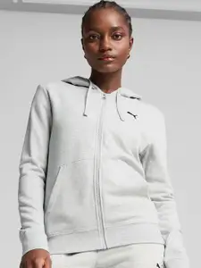 Puma Women Essentials Brand Logo Full-Zip Cotton Hoodie Sporty Jacket