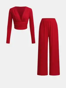 MIAKEE V-Neck
Long Sleeves Top With Trousers Co-Ords