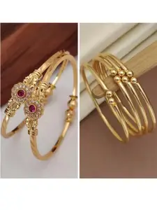 Anouk Women Pack of 2 Gold-Plated American Diamond Adjustable Gold Bangles