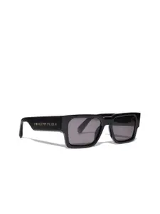 PHILIPP PLEIN Men Grey Lens & Black Rectangle Sunglasses with UV Protected Lens