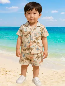 FASHION GRAB Boys Printed Pure Cotton Shirt With Short