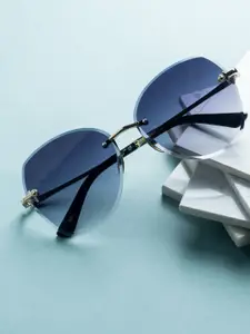 Leeway Women Black Lens & Gold-Toned Butterfly Sunglasses with UV Protected Lens