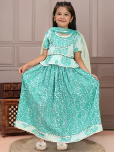 Cutiekins Girls Printed Ready to Wear Lehenga & Blouse With Dupatta