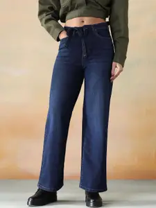 Flying Machine Women Wide Leg High-Rise Light Fade Stretchable Jeans