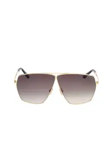 Tom Ford Women Grey Lens & Gold-Toned Oversized Sunglasses with