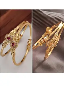 Anouk Set of 4 Gold-Plated Brass American Diamond Bangle