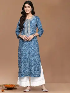 Varanga Women Bandhani Printed Bandhani Festive Straight Kurta