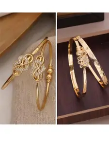 Anouk Gold-Plated 2 Pair Brass American Diamond Bangles