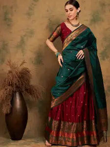 Maroosh Woven Design Zari Semi-Stitched Lehenga & Unstitched Blouse With Dupatta