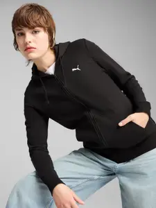 Puma Women Essentials Brand Logo Full-Zip Cotton Hoodie Sporty Jacket