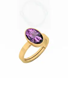 Barmunda gems Unisex Purple Stone Gold Plated Adjustable Brass Finger Ring