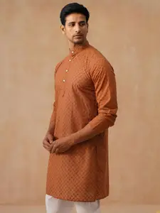 Jompers Men Embroidered Regular Chikankari Pure Cotton Kurta with Pyjamas