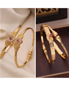 Anouk Gold-Plated 2 Pair Brass American Diamond Bangles