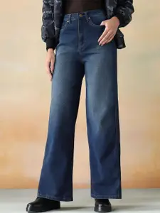 Flying Machine Women Wide Leg High-Rise Light Fade Stretchable Jeans