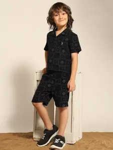 U.S. Polo Assn. Kids Boys Geometric Printed  Mid-Rise Regular Fit Shorts