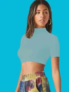 Dream Beauty Fashion High Neck Fitted Crop Top