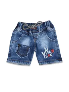 WORTON FASHION Boys Typography Denim Shorts