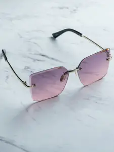 Leeway Women Purple Lens & Gold-Toned Square Sunglasses With UV Protected Lens
