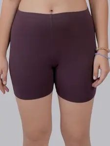 Soie Women Solid Mid-Rise Cotton Sports Shorts