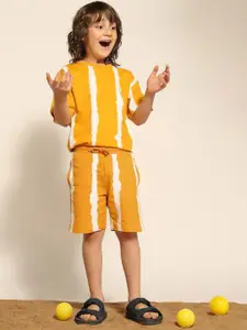 U.S. Polo Assn. Kids Boys Striped Printed Mid-Rise Regular Fit Shorts