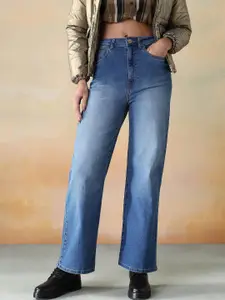 Flying Machine Women Wide Leg Clean Look Heavy Fade Stretchable Jeans