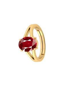 Barmunda gems Men Red Ruby Stone & Gold-Plated Brass Finger Ring