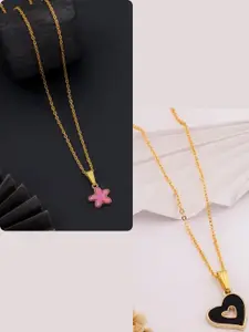 DressBerry Pack of 2 Gold-Plated Charms Pendant Chains