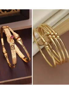 Anouk Gold-Plated 2 Pair Brass American Diamond Bangles