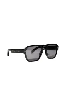 PHILIPP PLEIN Men Grey Lens & Black Square Sunglasses with UV Protected Lens