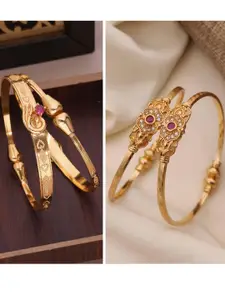 Anouk Women Gold-Plated Brass American Diamond Ethnic Adjustable Bangle