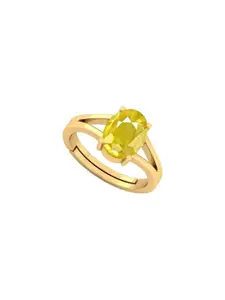 Barmunda gems Men Gold Plated Yellow Gem Studded Finger Ring