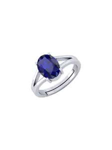 Barmunda gems Blue Brass Silver-Plated Ring