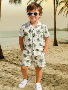 FASHION GRAB Boys Floral Printed Pure Cotton Shirt With Shorts