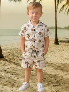 FASHION GRAB Boys Floral Printed Pure Cotton Shirt With Shorts