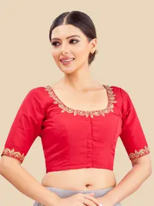 Studio Shringaar Embroidered Round Neck Saree Blouse