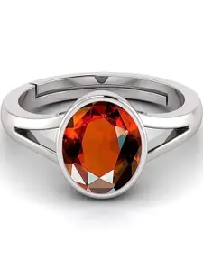 Barmunda gems Silver Plated Maroon Brass Finger Ring