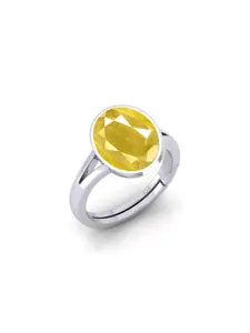 Barmunda gems Men Silver Plated Yellow Gem Studded Finger Ring