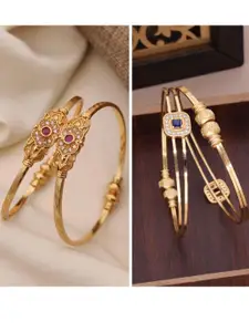 Anouk Set Of 4 Gold-Plated Brass American Diamond Studded Bangles