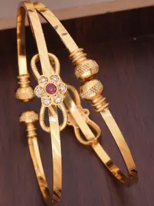 Anouk Gold-Plated 2 Pair Brass American Diamond Bangles