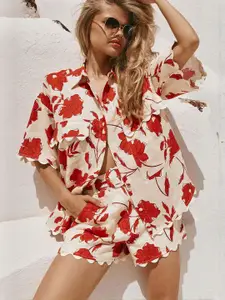 MIAKEE Floral Printed Shirt & Shorts Co-Ord Set