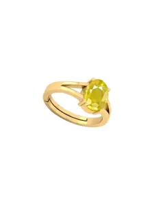 Barmunda gems Unisex Gold Plated Adjustable Sapphire Brass Finger Ring