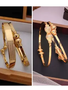 Anouk Set Of 4 Gold-Plated Brass American Diamond Studded Bangles