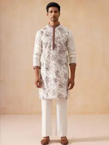 Jompers Men Paisley Embroidered Regular Chikankari Kurta with Pyjamas