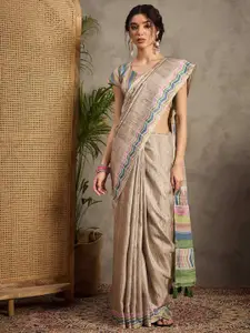 Anouk Striped Satin Designer Tussar Saree
