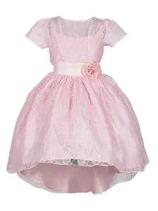 BAESD Girls Self Design Shoulder Straps Fit and Flare Dress With Jacket