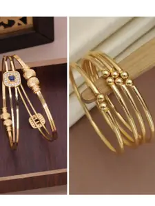 Anouk Women Pack Of 4 Gold-Plated Brass American Diamond Adjustable Bangles